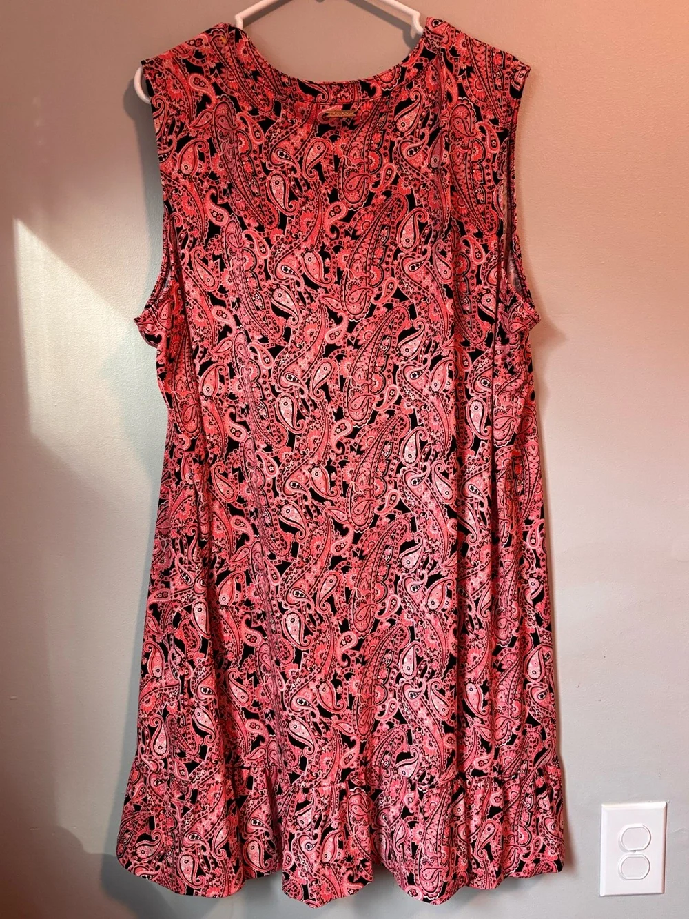 Michael Kors Coral and Black Paisley Sleeveless Dress